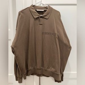 Fear of god Essentials long sleeve logo polo. Color wood